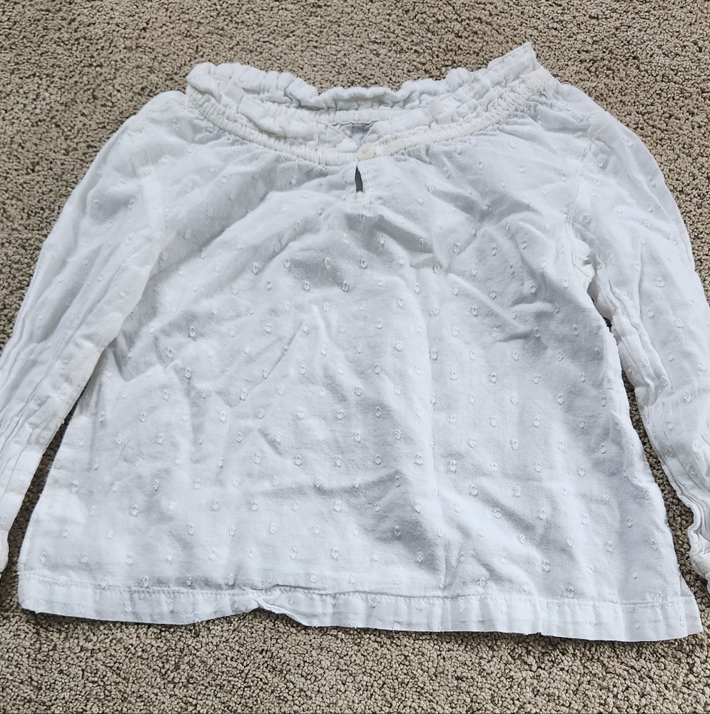 Tea Collection White Kids Blouse with Ruffle Detail